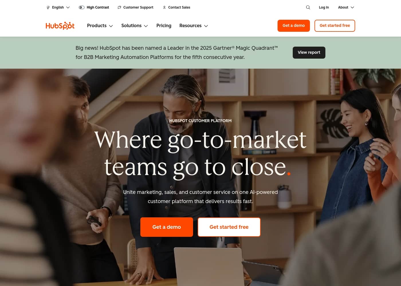 Hubspot 홈페이지 스크린샷