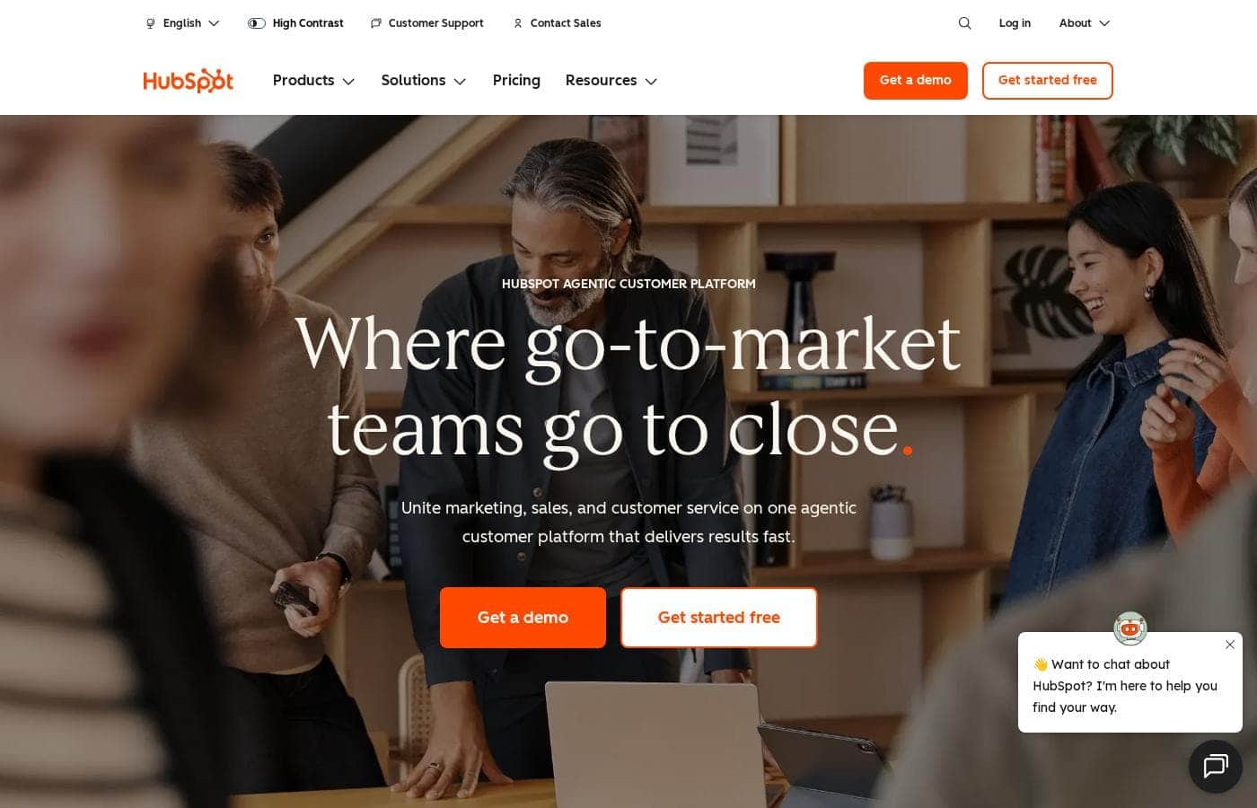 Hubspot homepage screenshot
