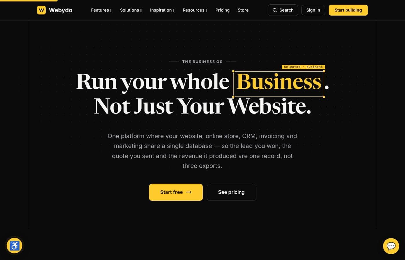 Webydo Homepage-Screenshot