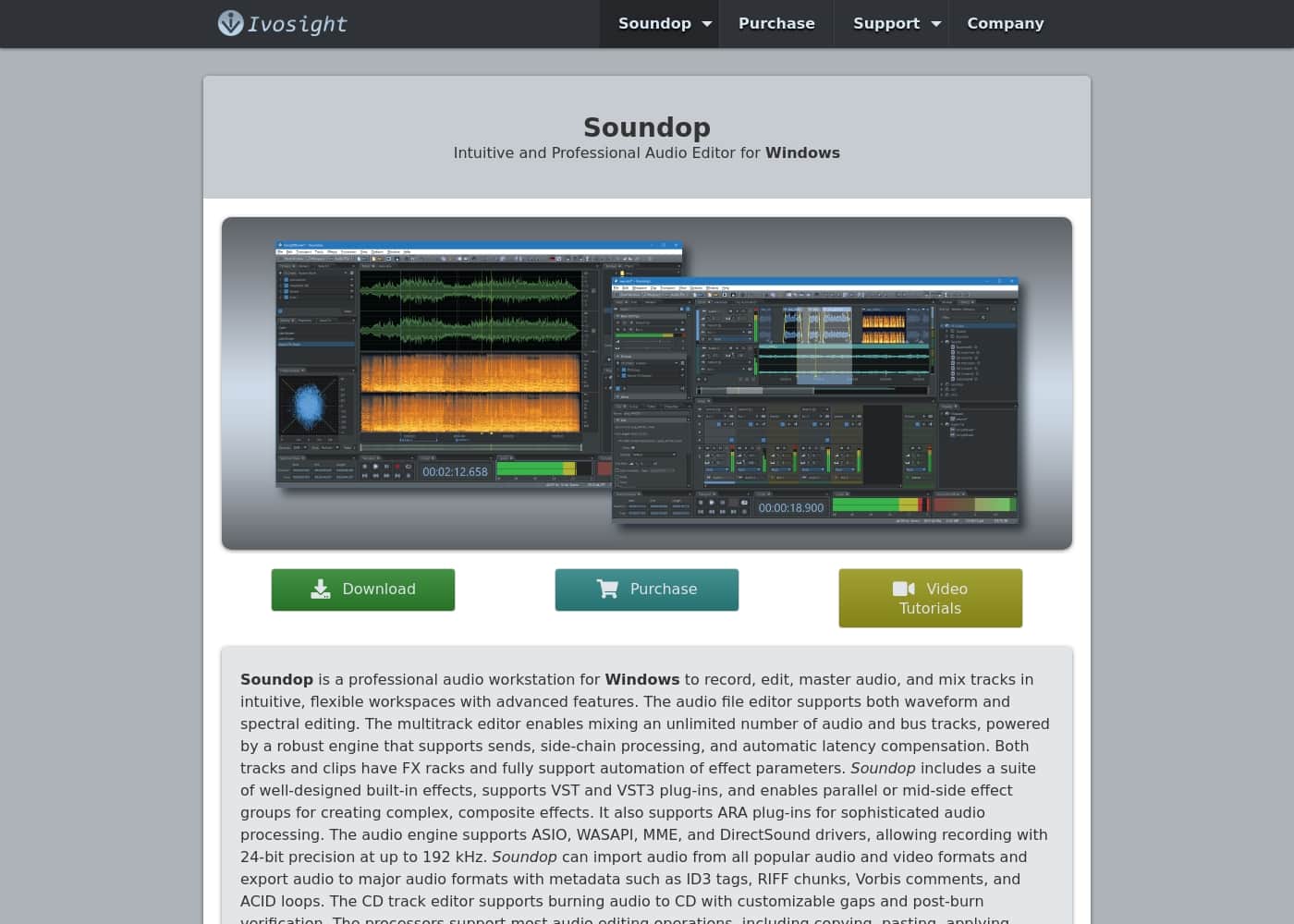 Soundop Audio Editor ana sayfa ekran görüntüsü