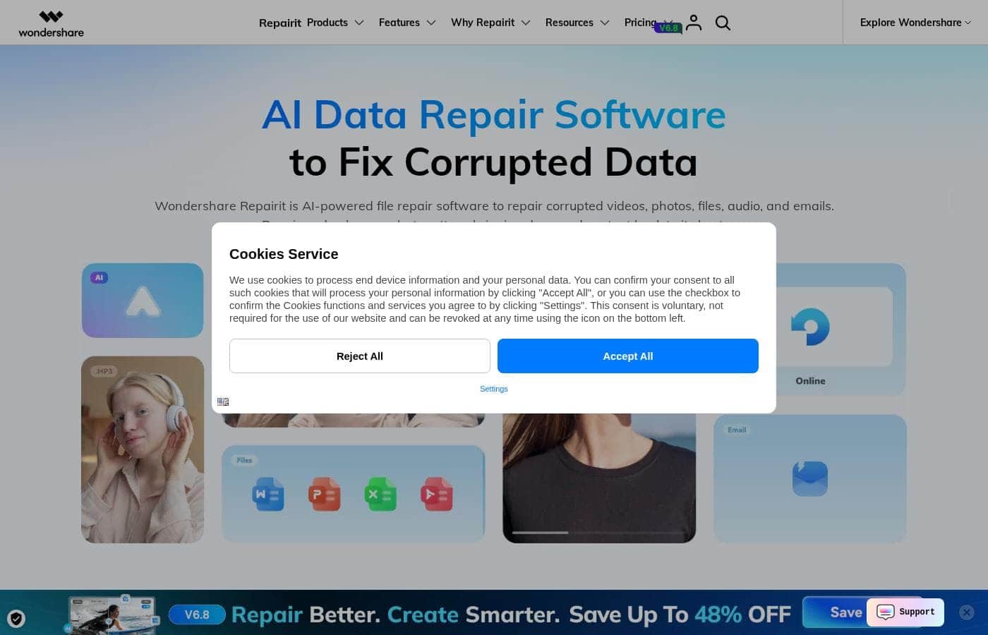 Repairit homepage screenshot