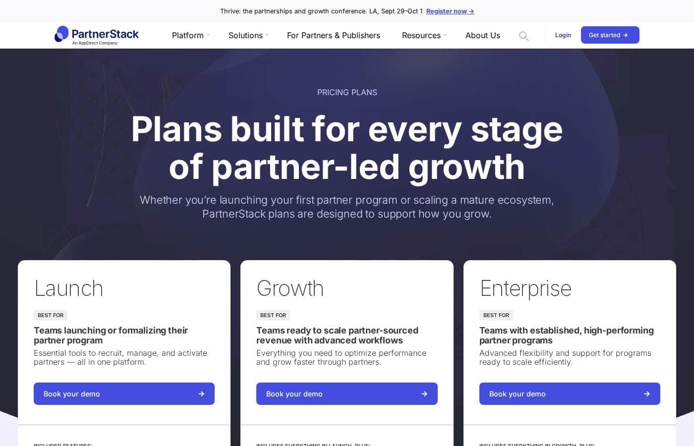 Captura de la página de precios de PartnerStack