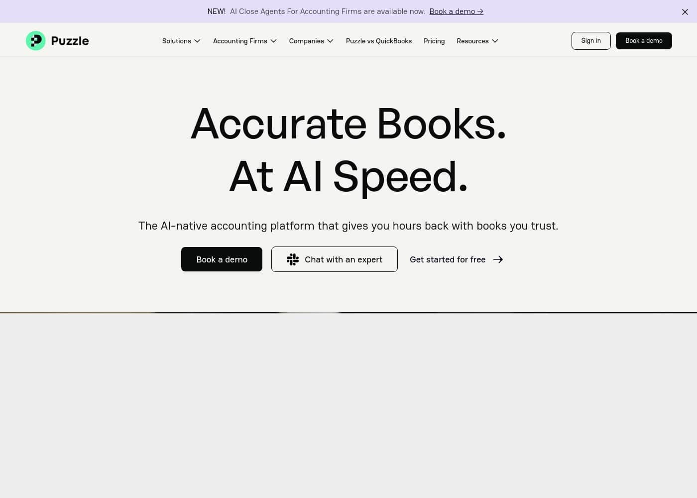 Screenshot della homepage di Puzzle.io