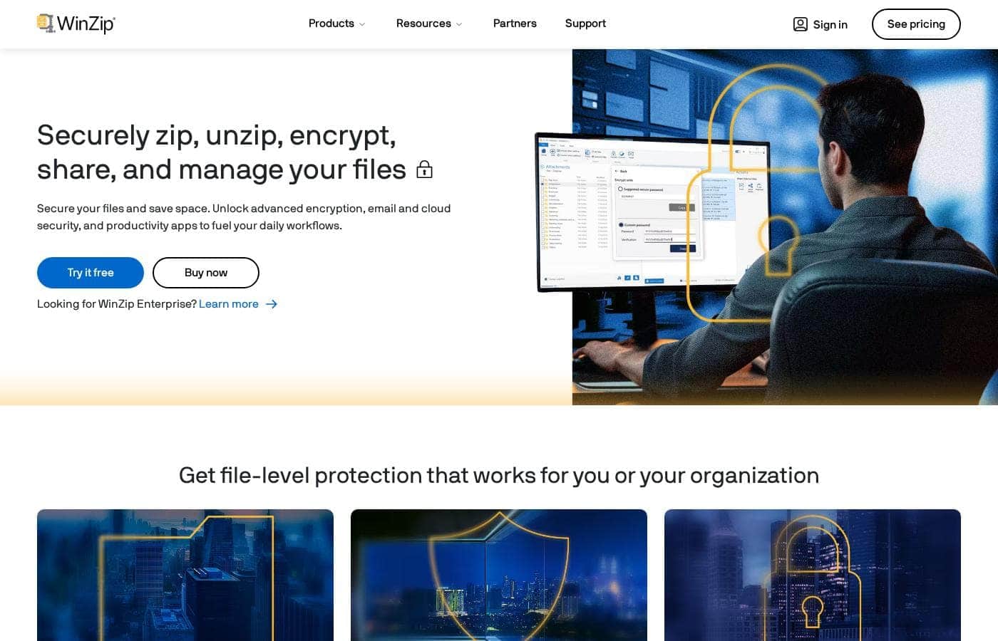 WinZip homepage screenshot
