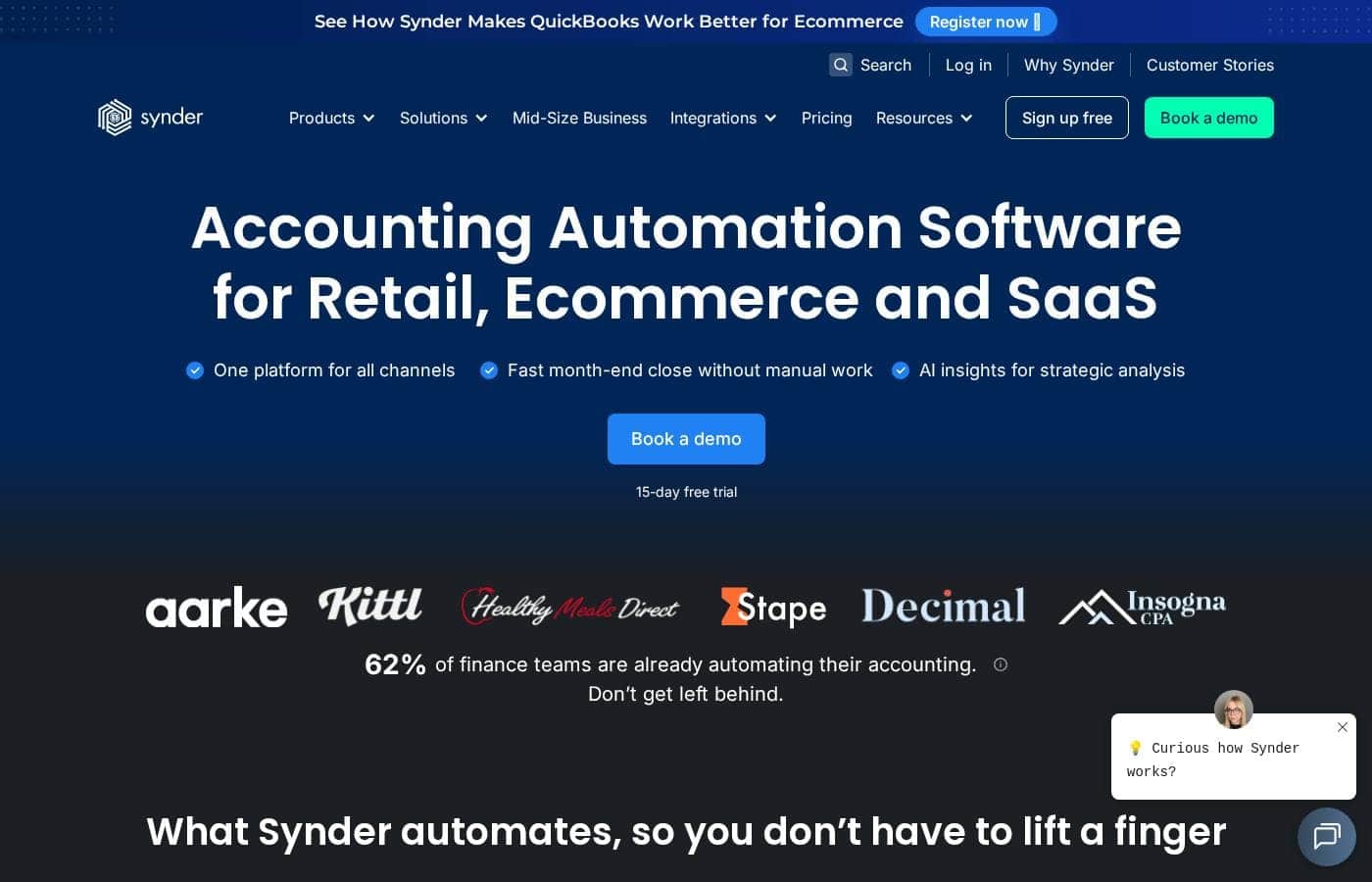 Synder homepage screenshot