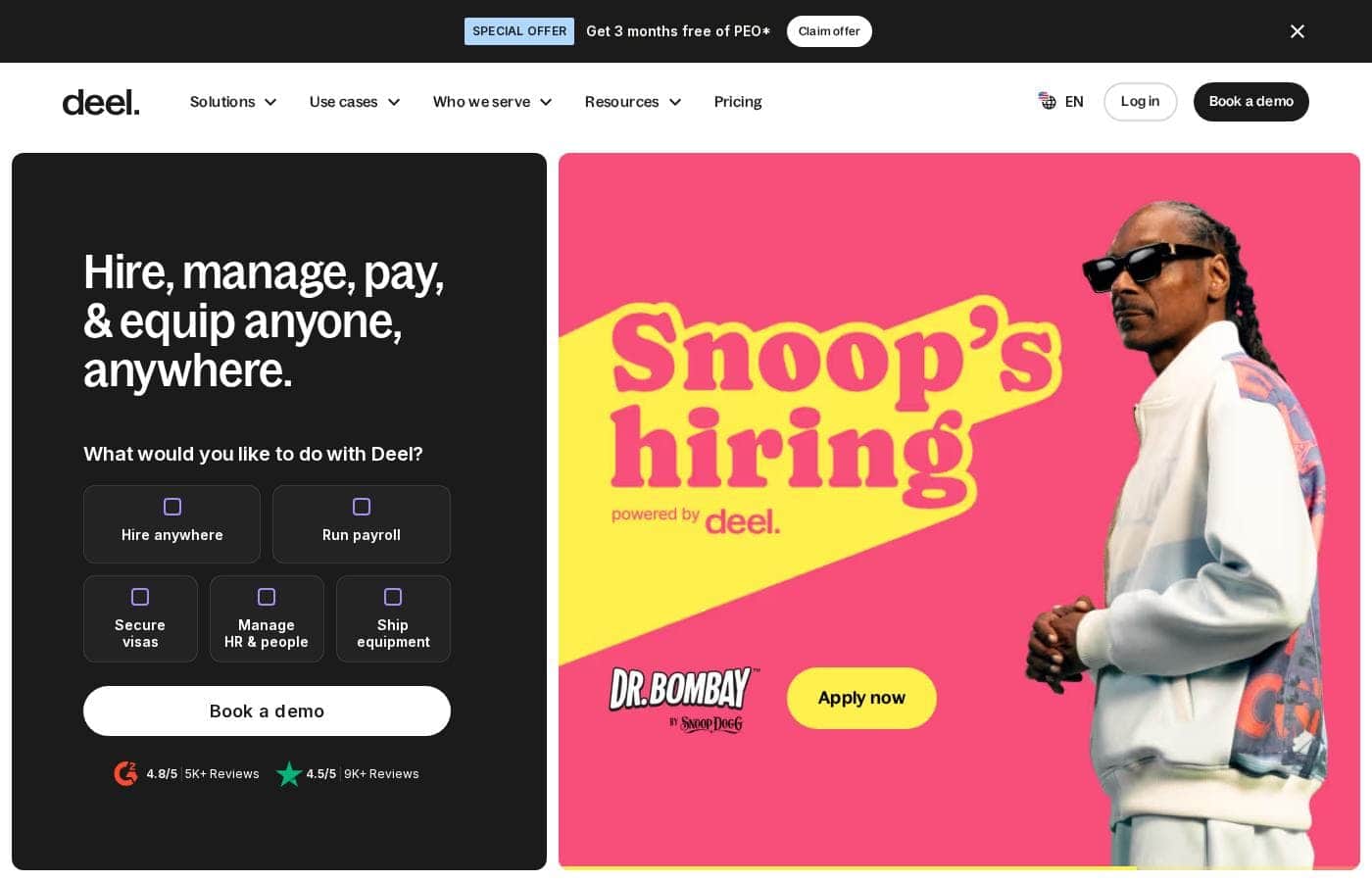Deel homepage screenshot