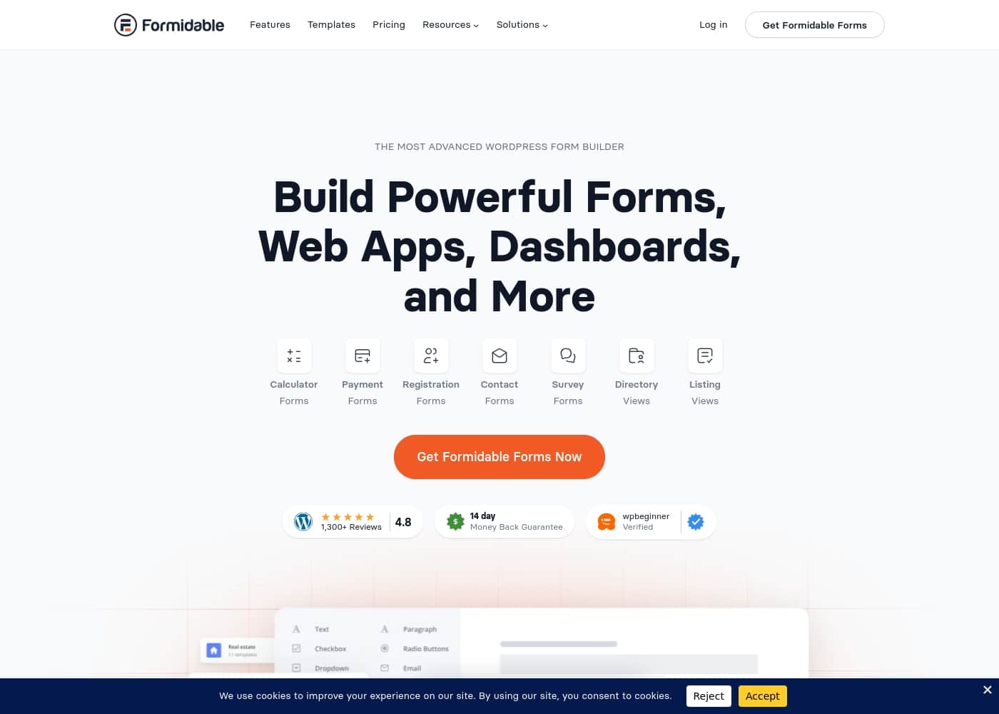 Formidable Forms 홈페이지 스크린샷