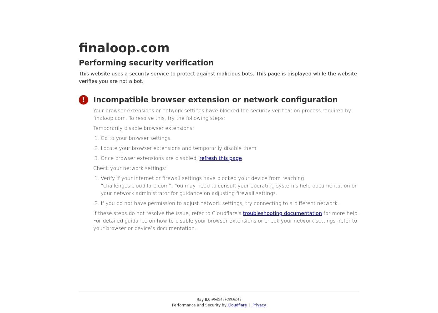 Screenshot della homepage di Finaloop