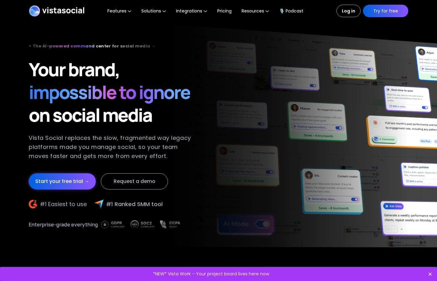 Vista Social homepage screenshot