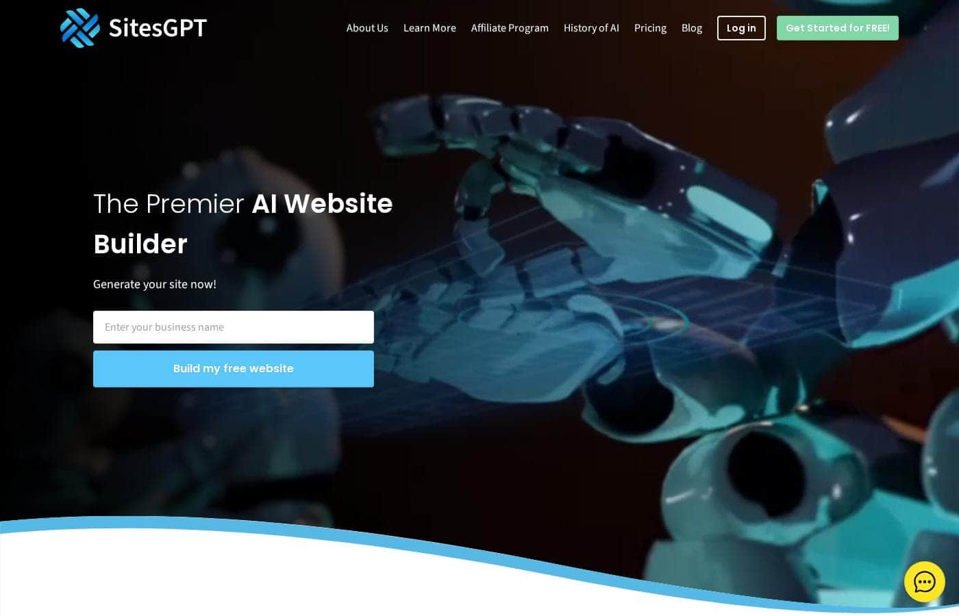 SitesGPT homepage screenshot