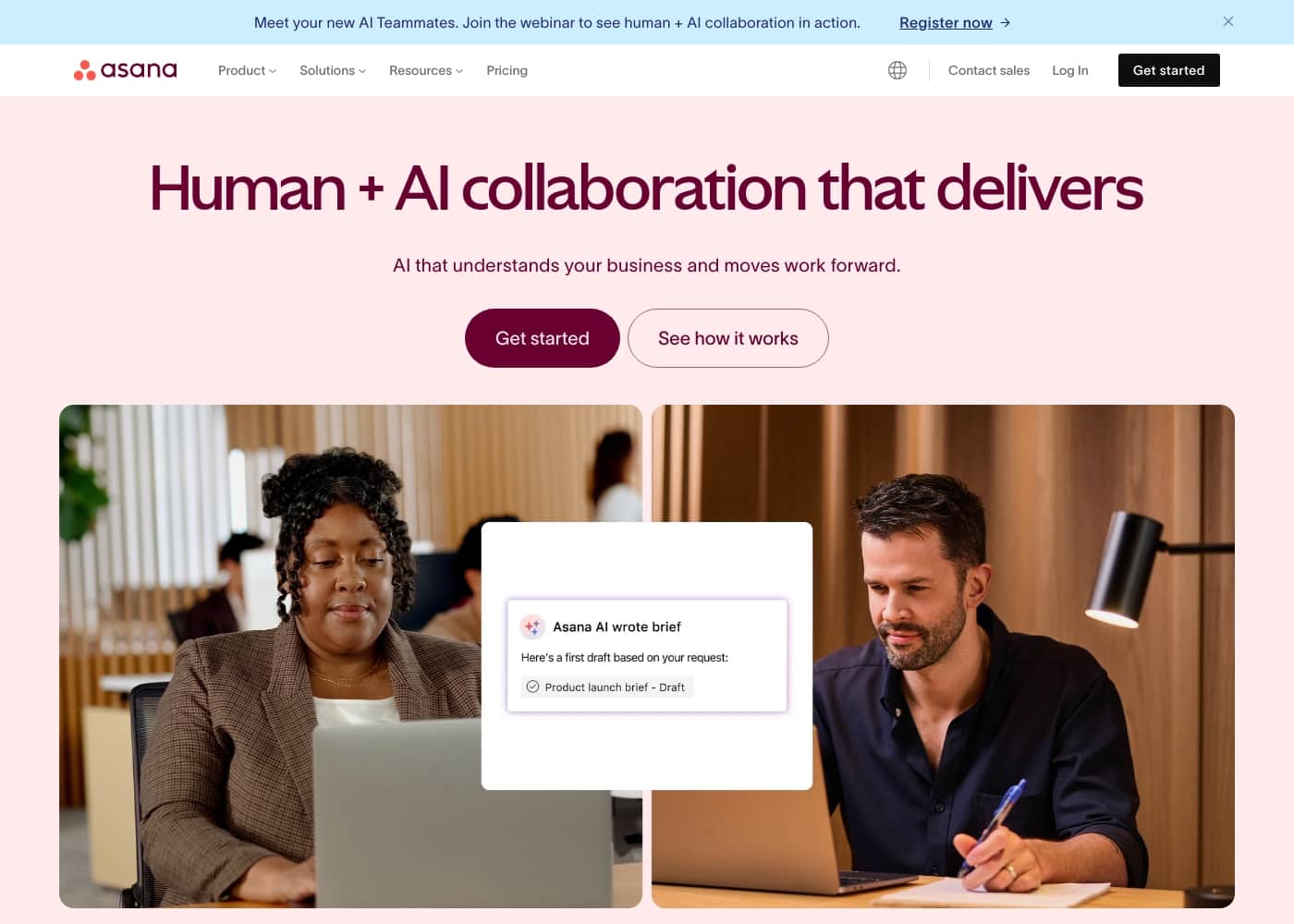 ภาพหน้าจอหลักของ Asana