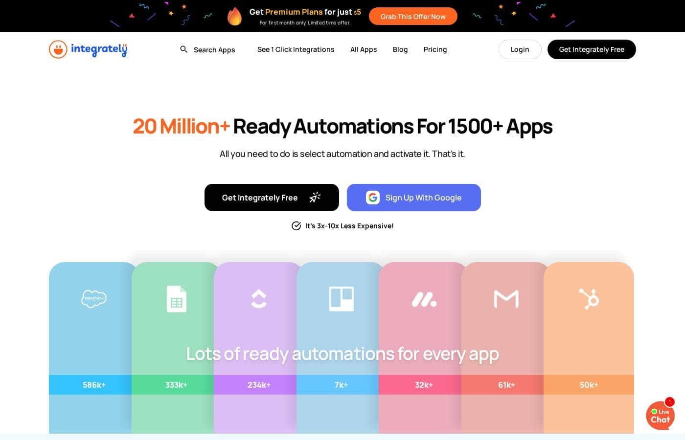 Integrately homepage screenshot