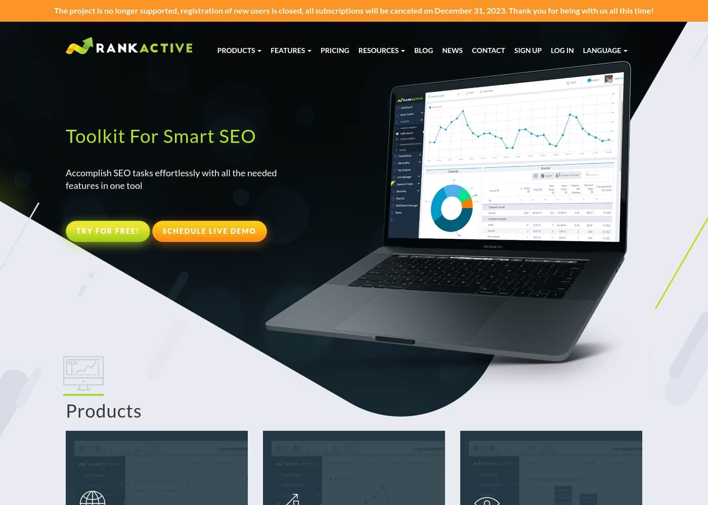 RankActive 홈페이지 스크린샷