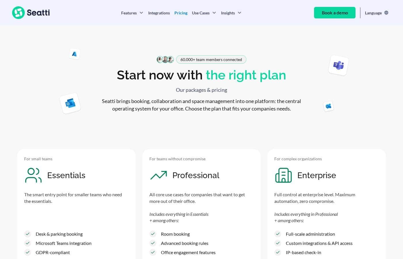 Seatti pricing page screenshot