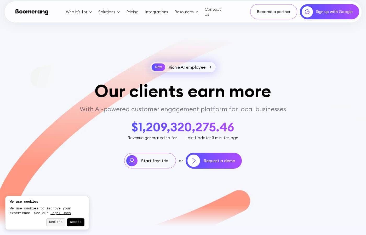 Boomerangme homepage screenshot