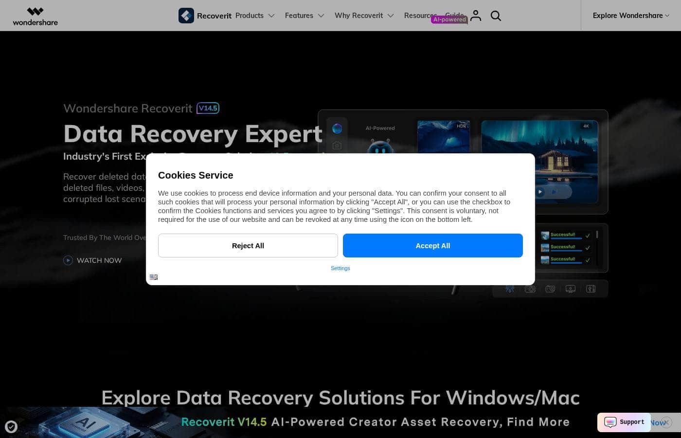 Recoverit homepage screenshot