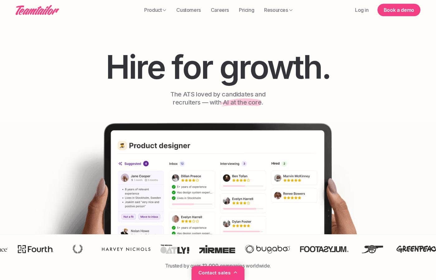 TeamTailor Homepage-Screenshot