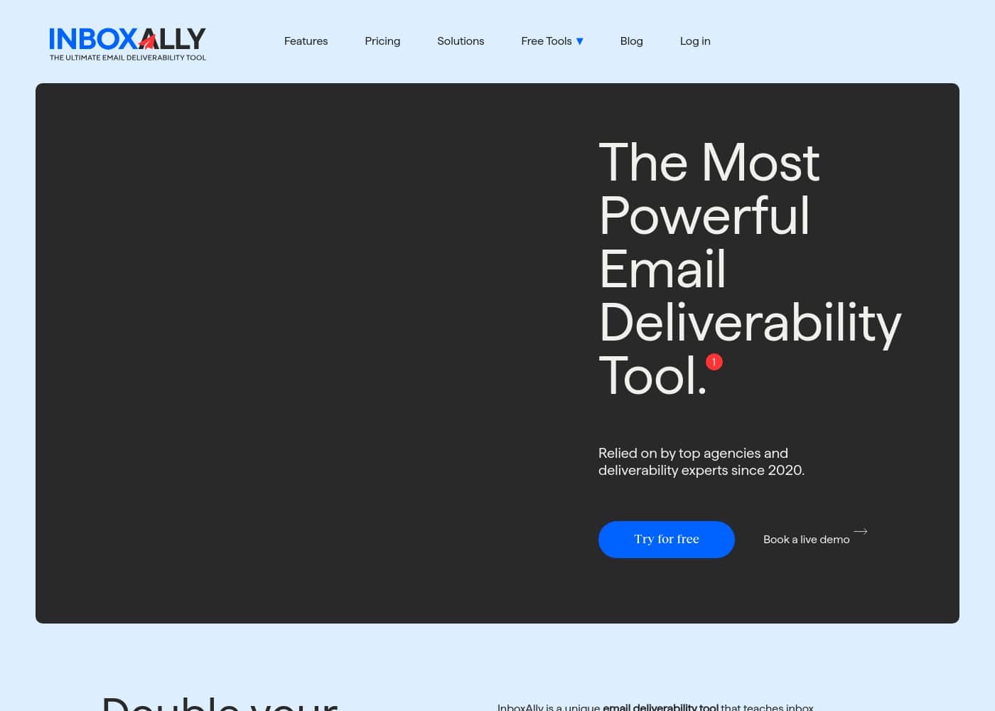 Screenshot della homepage di InboxAlly