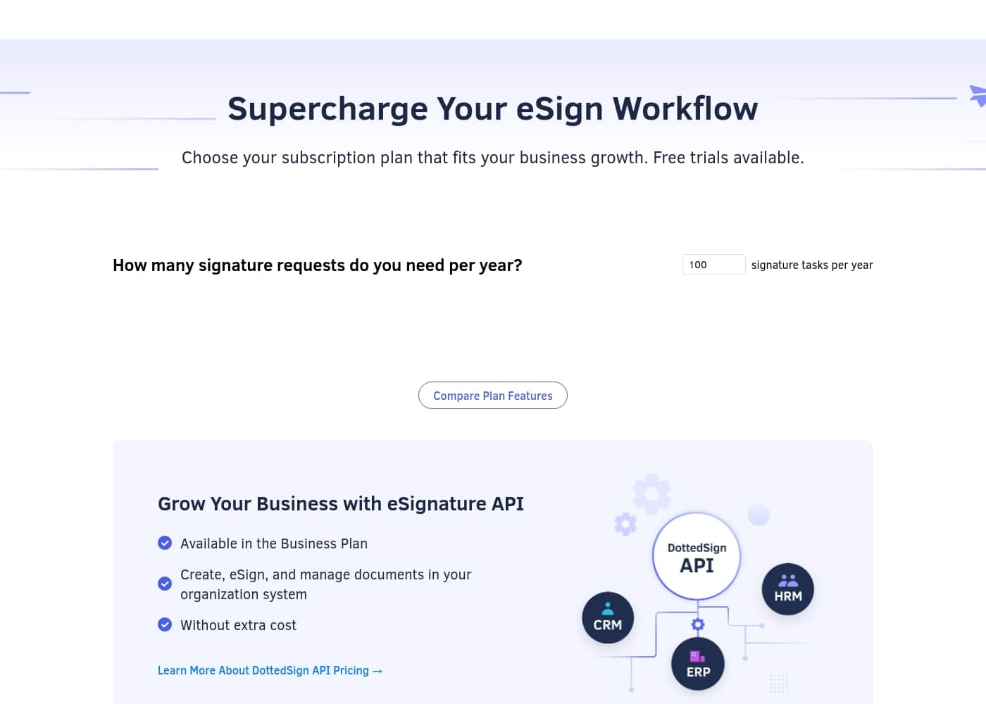 DottedSign pricing page screenshot