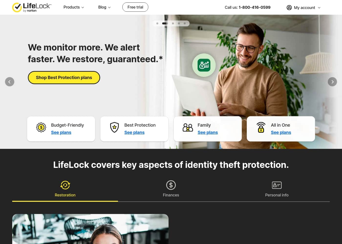 LifeLock 홈페이지 스크린샷
