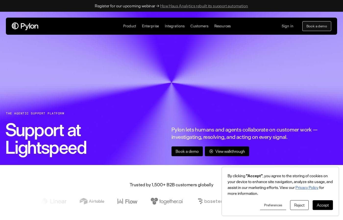 Pylon homepage screenshot