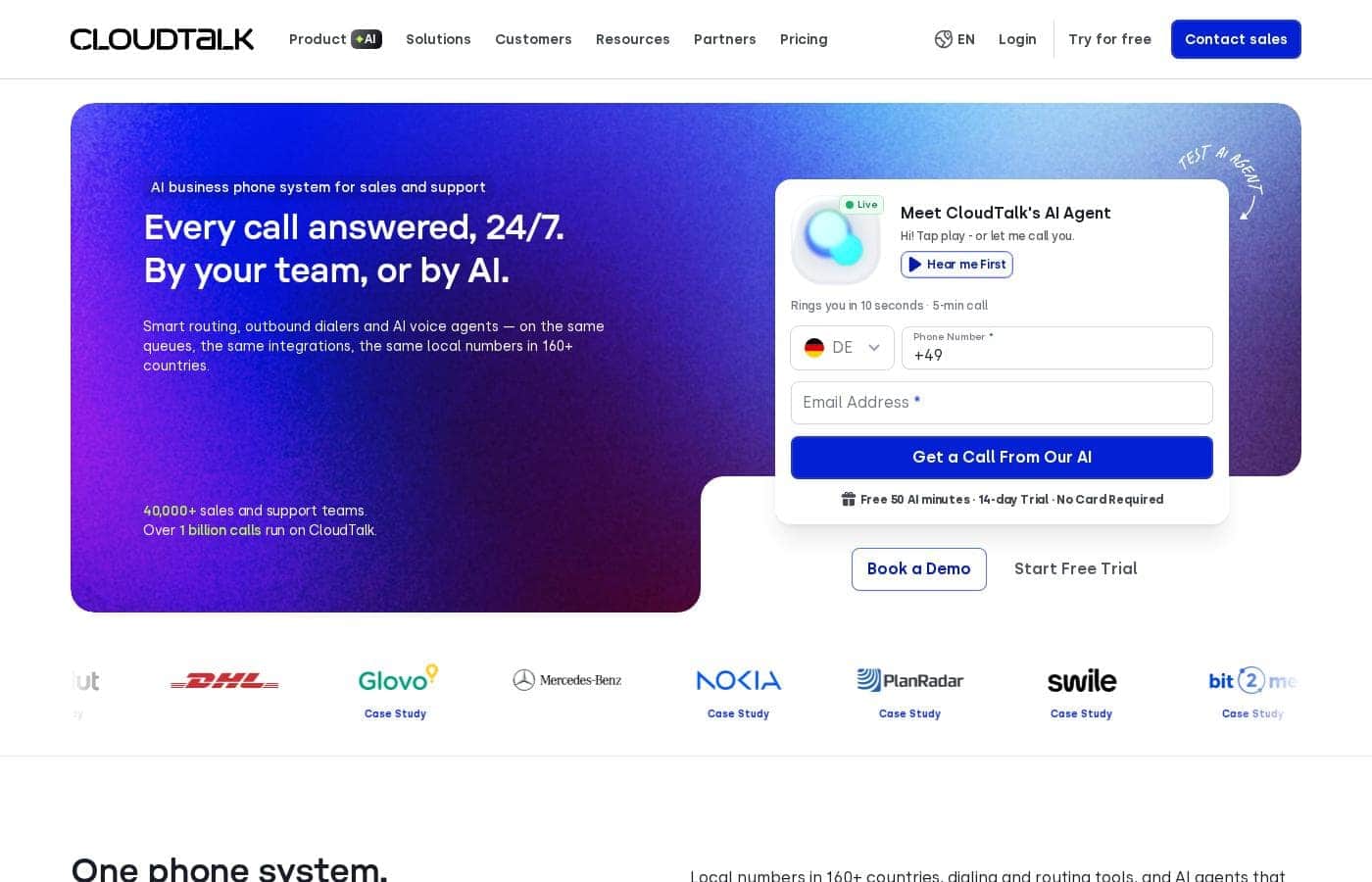 CloudTalk homepage screenshot