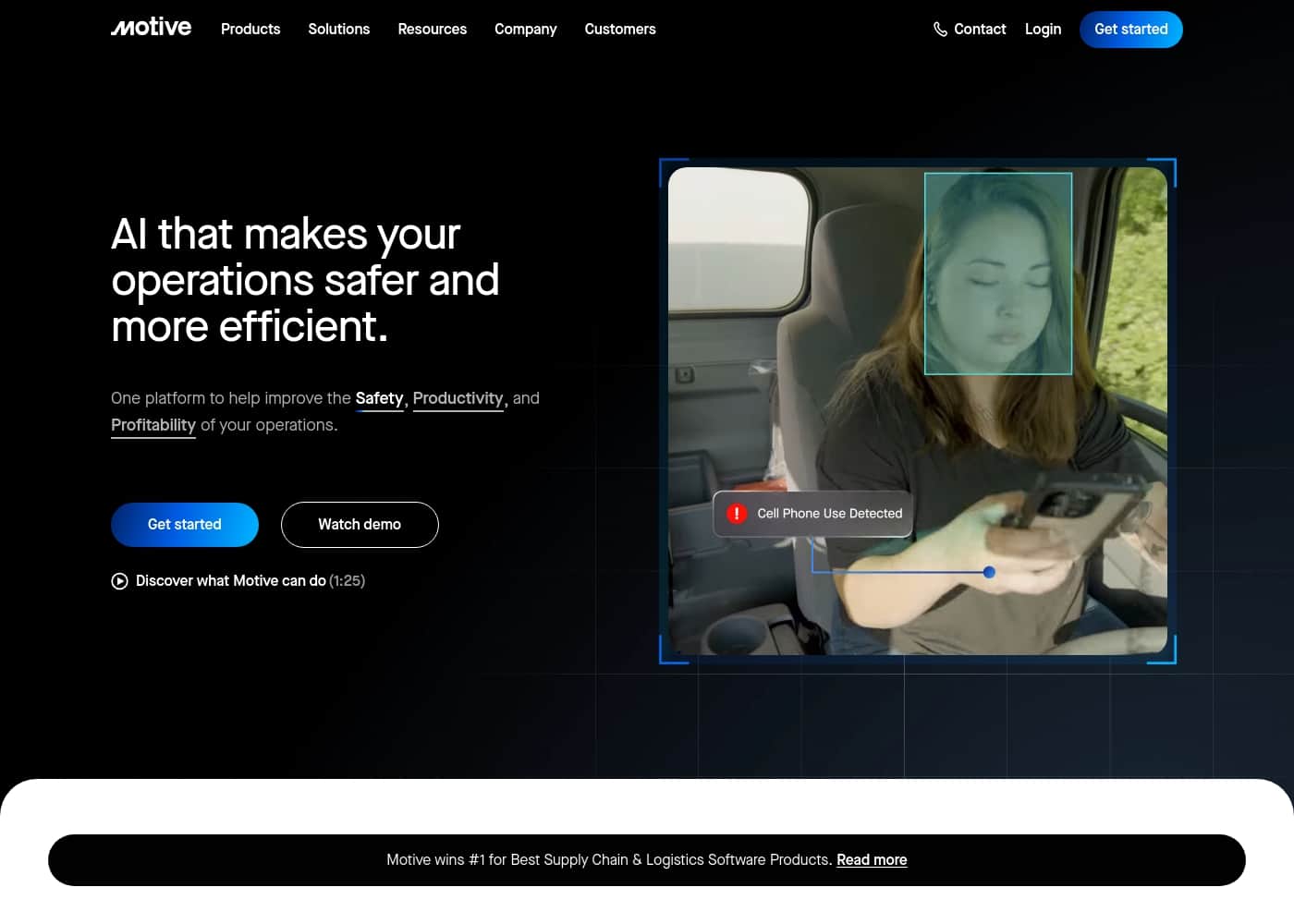 Screenshot della homepage di Motive
