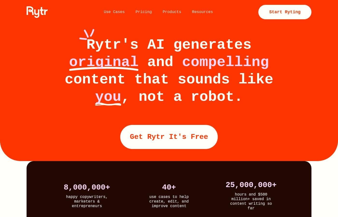 Rytr homepage screenshot