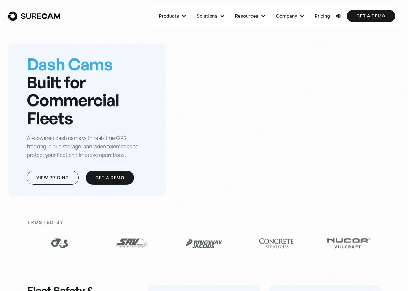 SureCam homepage screenshot