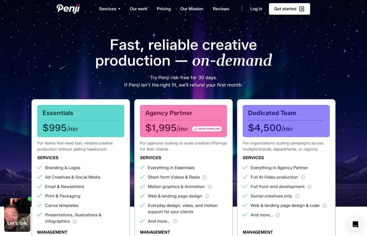 Penji pricing page screenshot