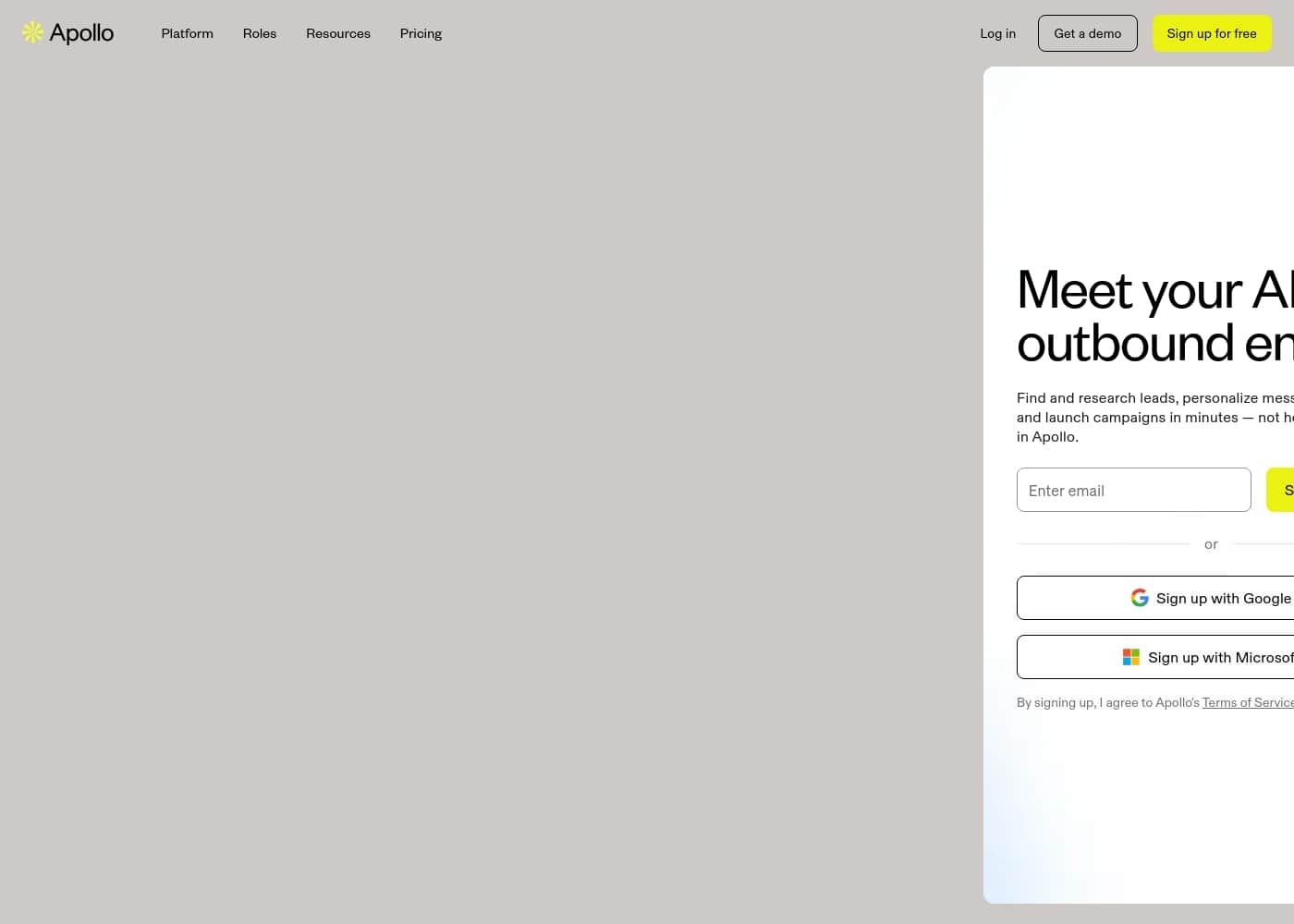 Apollo.io homepage screenshot