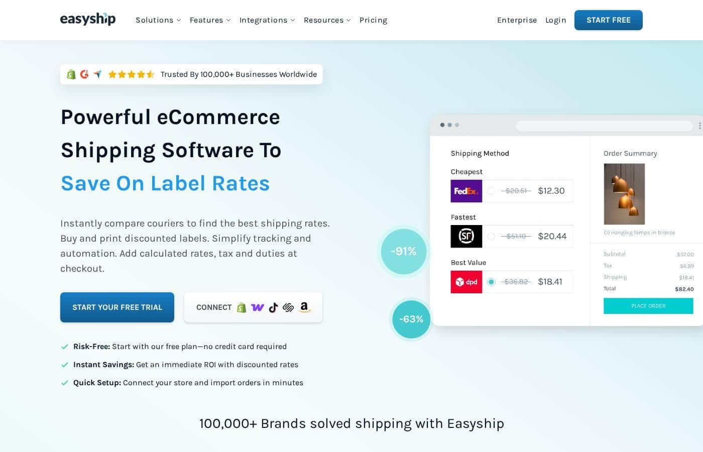 Easyship homepage screenshot