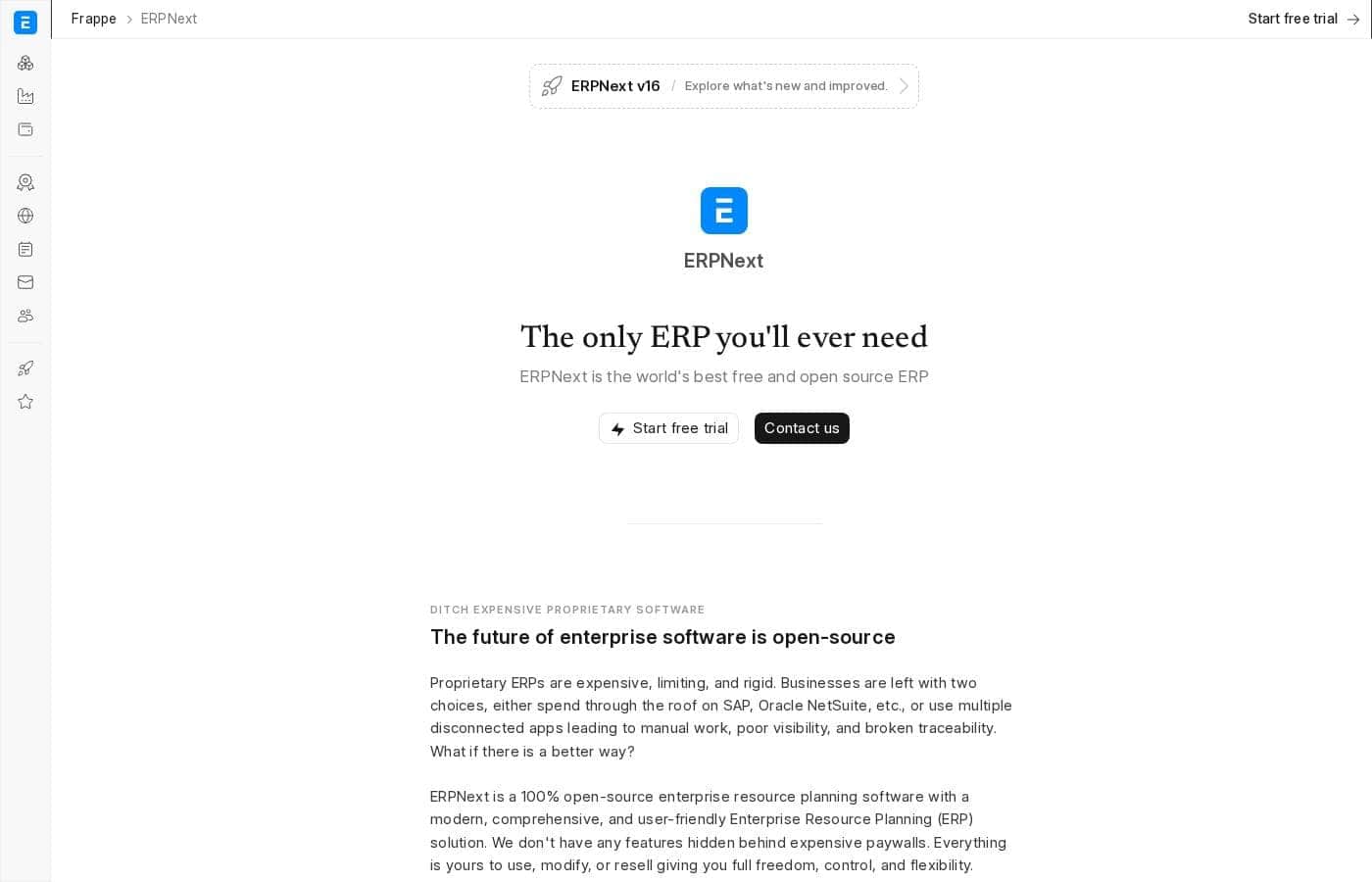 ERPNext homepage screenshot