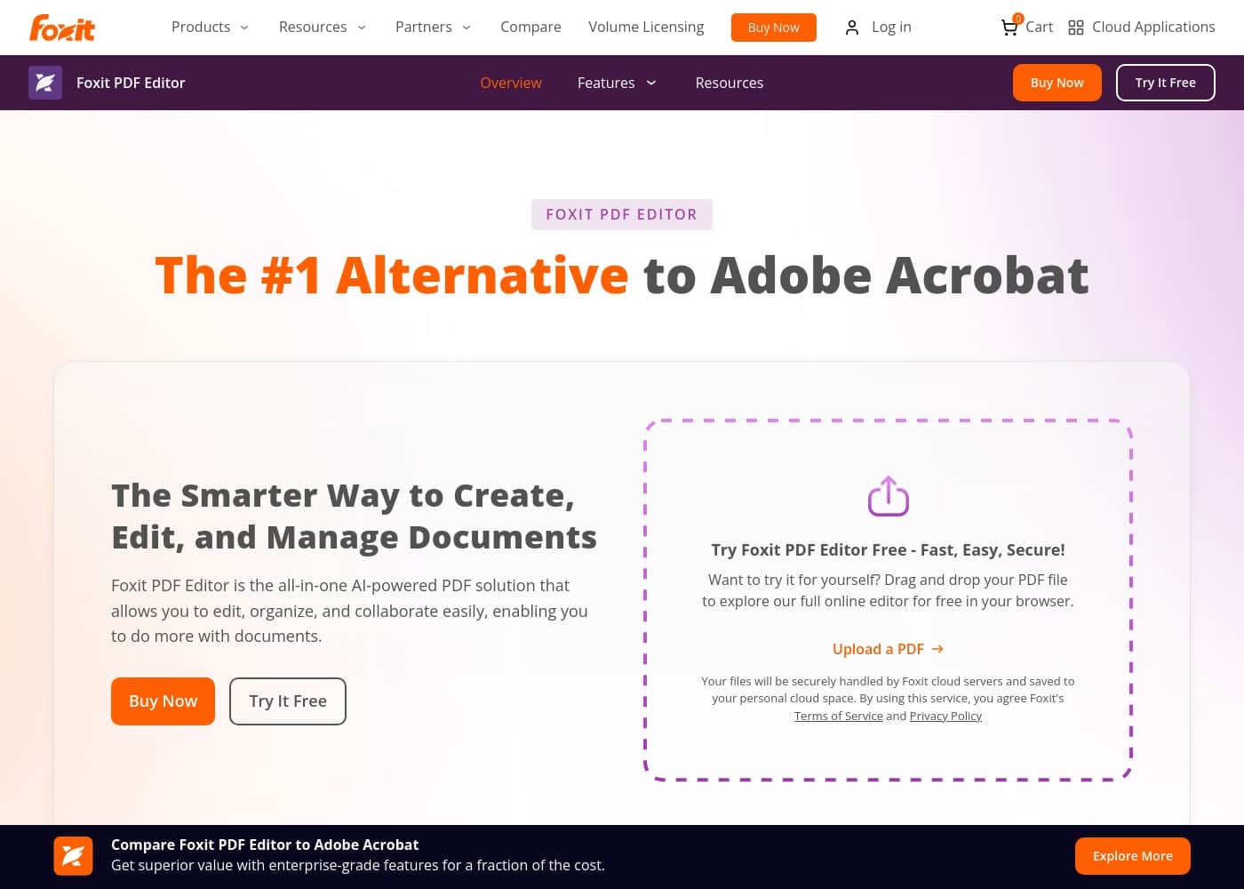 Foxit PDF Editor homepage screenshot