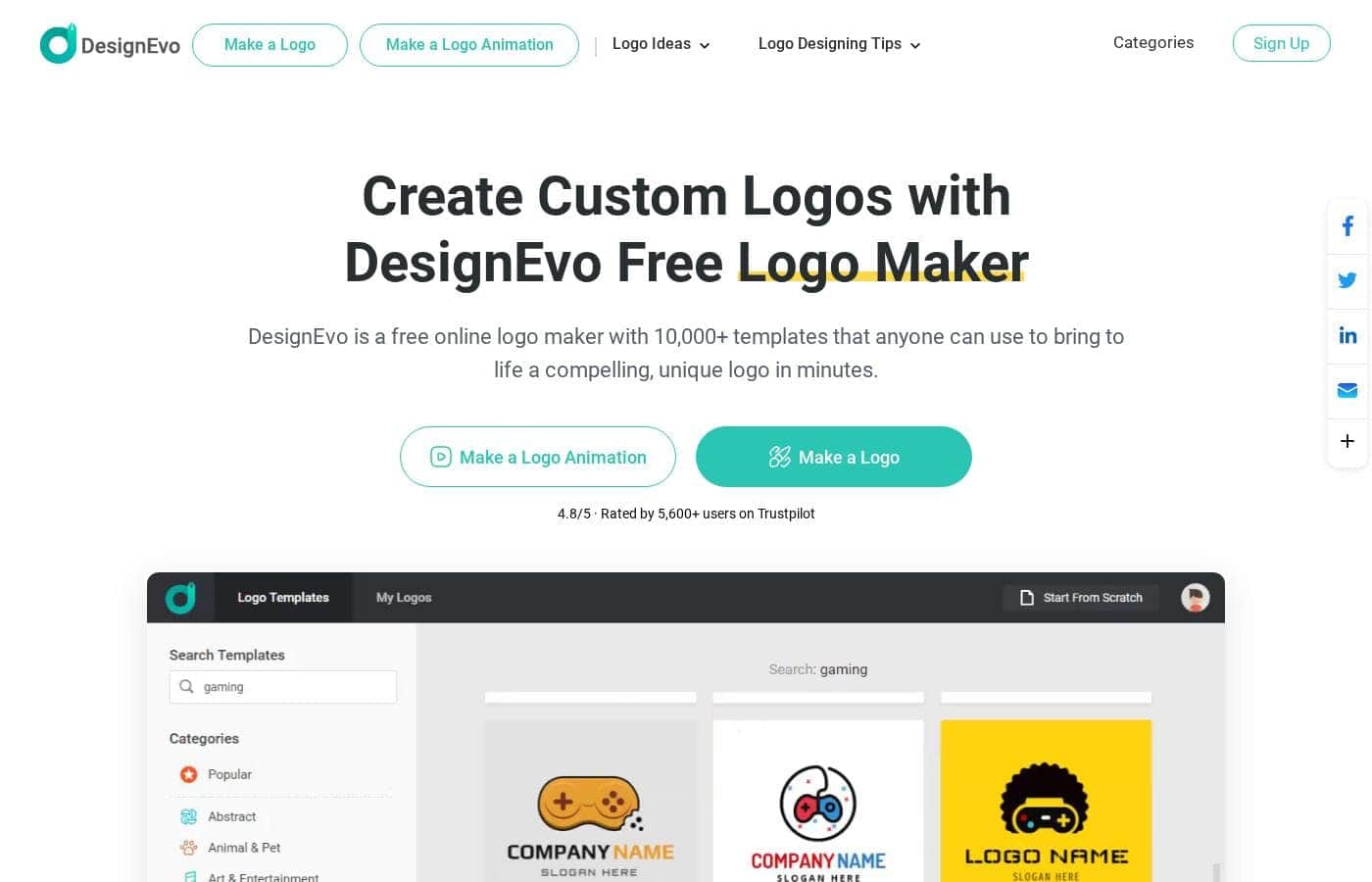 DesignEvo homepage screenshot