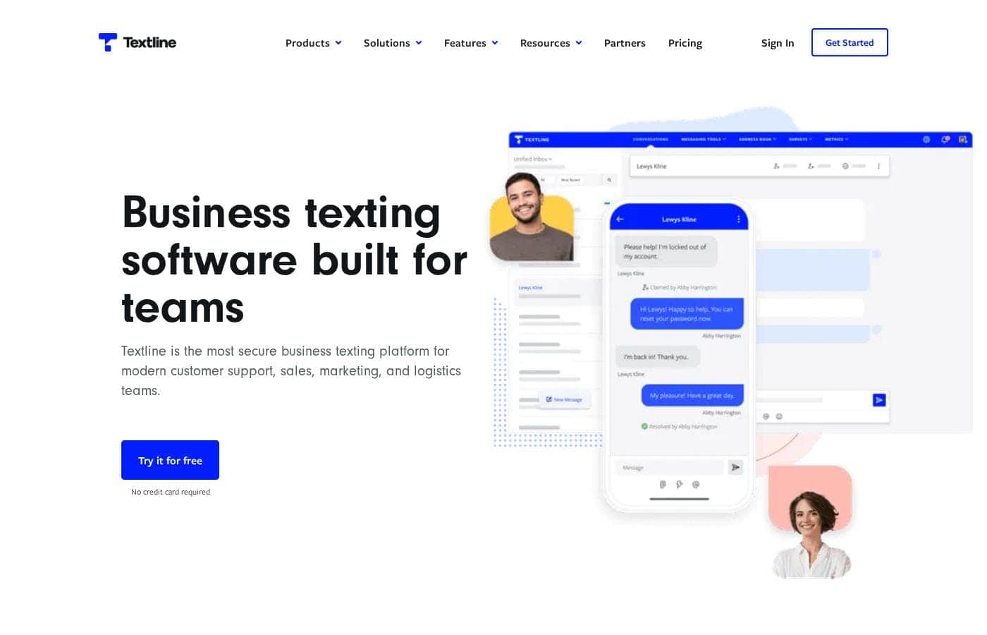 Textline homepage screenshot
