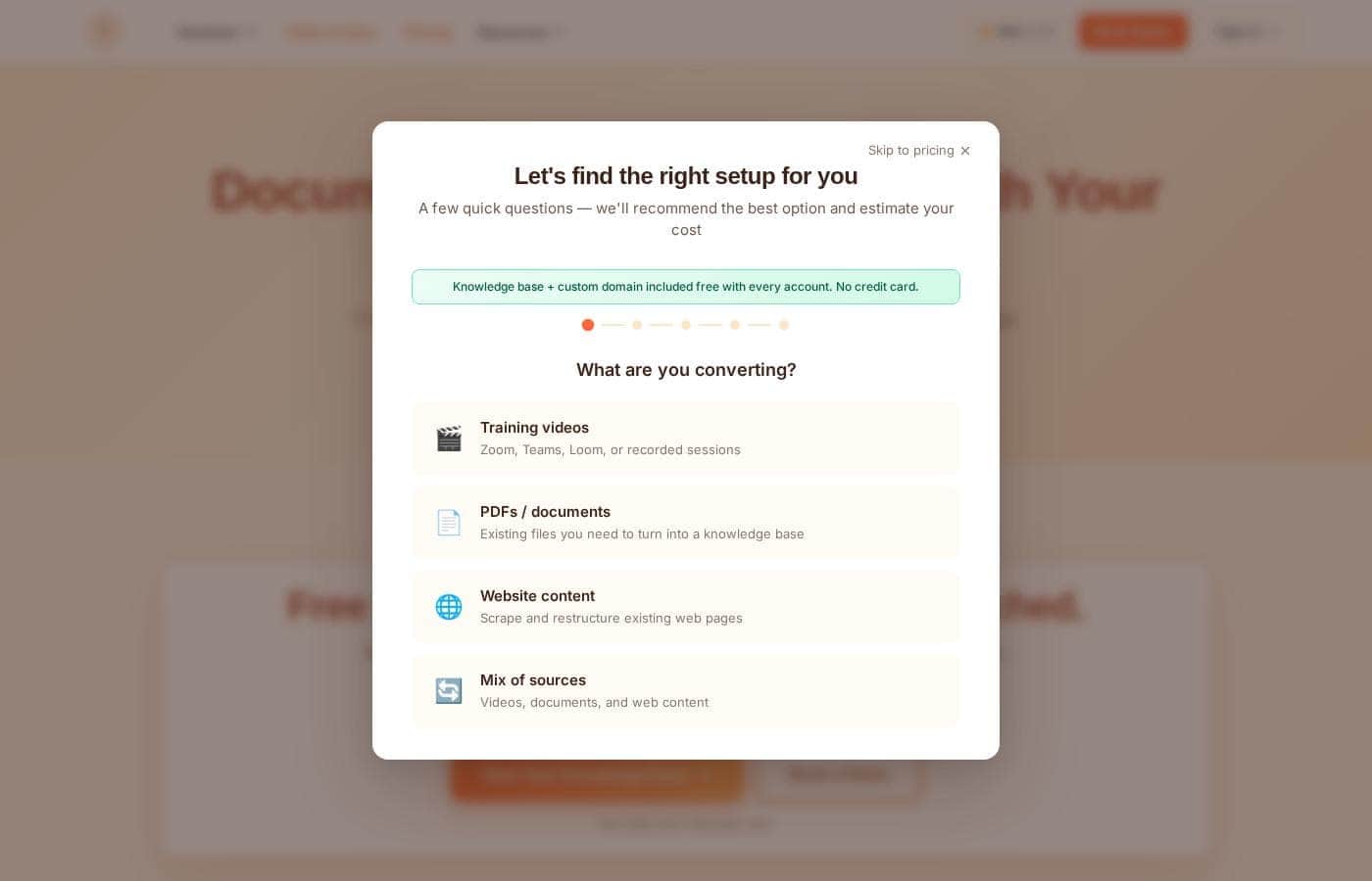 Capture d'écran de la page tarifs de Docsie