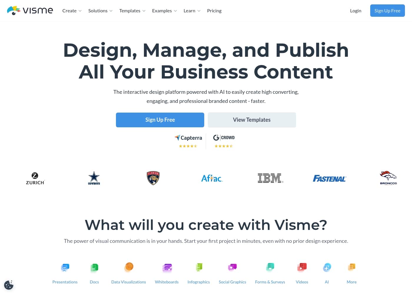 Visme homepage screenshot