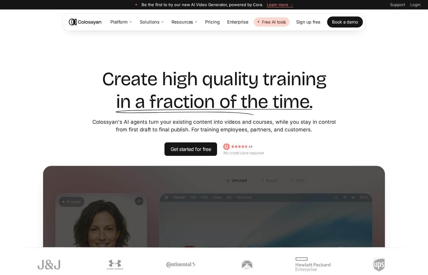 Screenshot della homepage di Colossyan Creator