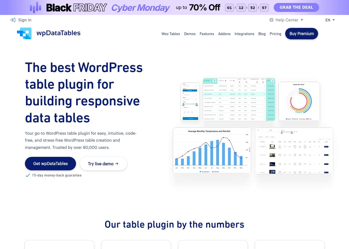 wpDataTables 홈페이지 스크린샷