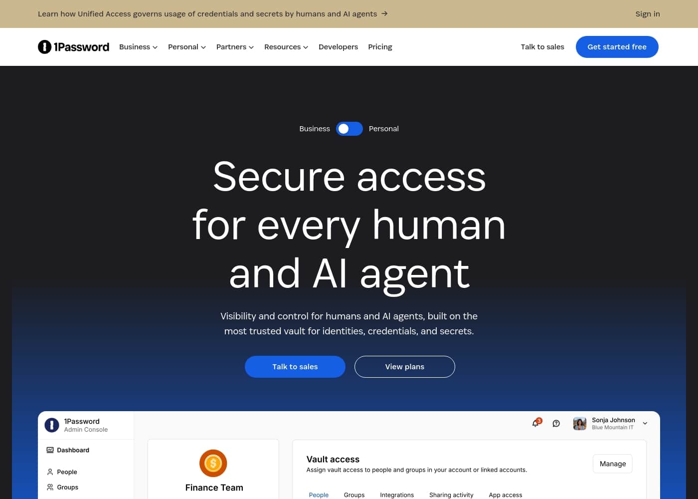 1Password homepage screenshot