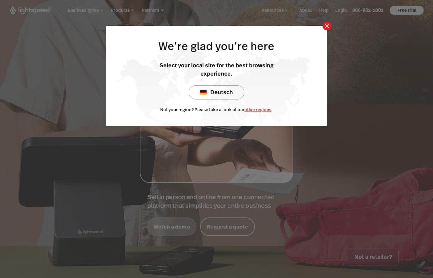 Screenshot della homepage di Lightspeed