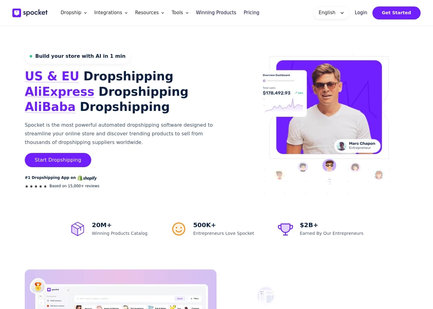 Spocket Homepage-Screenshot