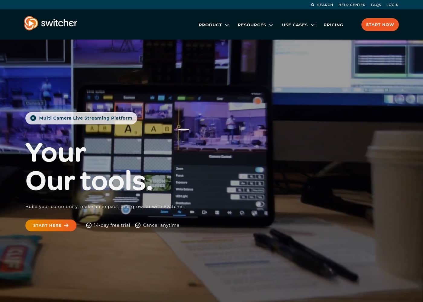 ภาพหน้าจอหลักของ Switcher Studio