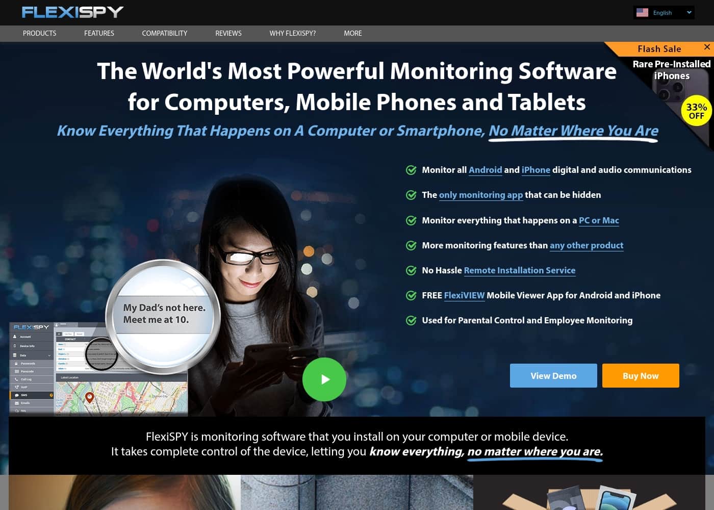 FlexiSPY homepage screenshot