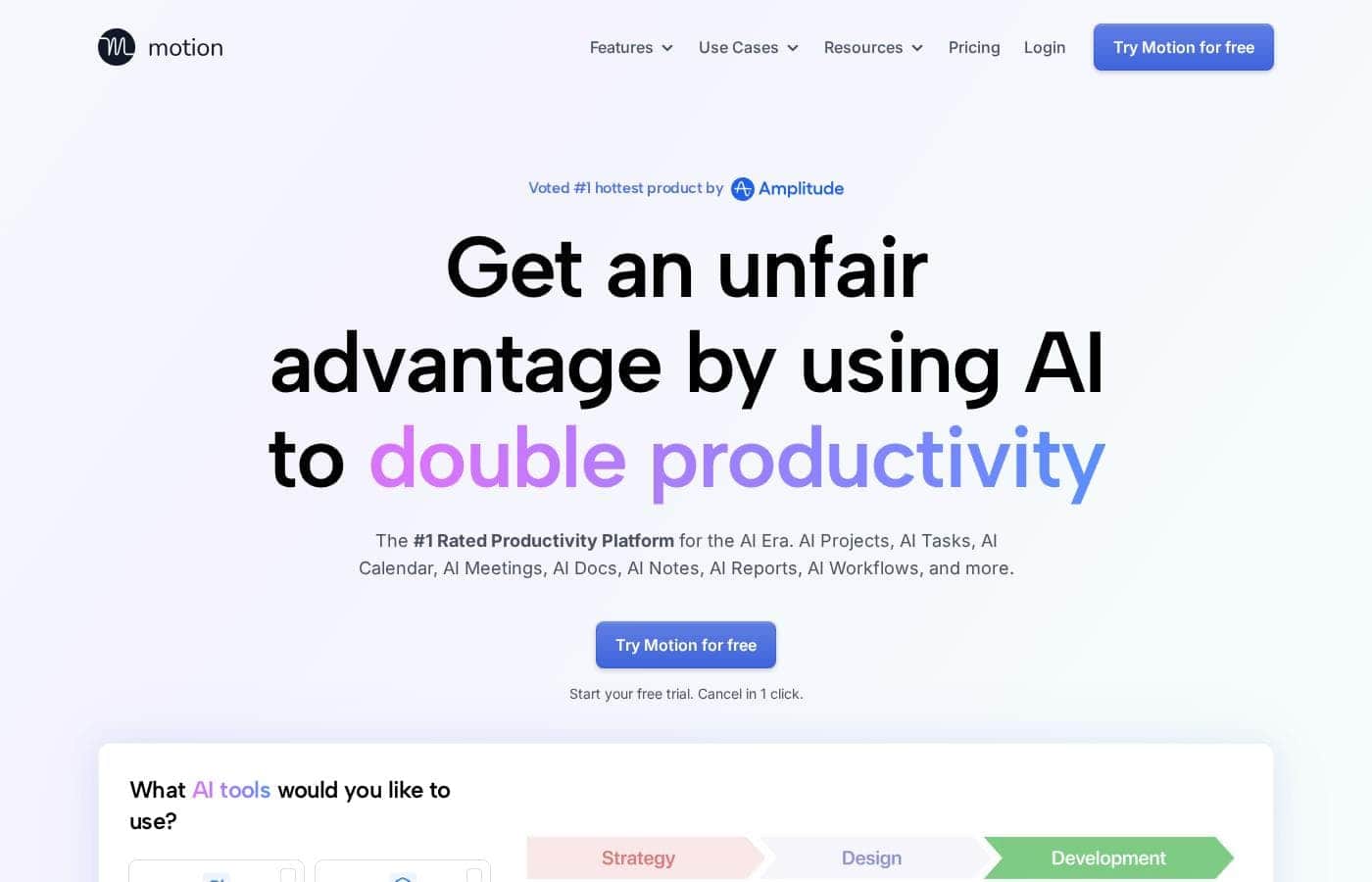 Motion homepage screenshot