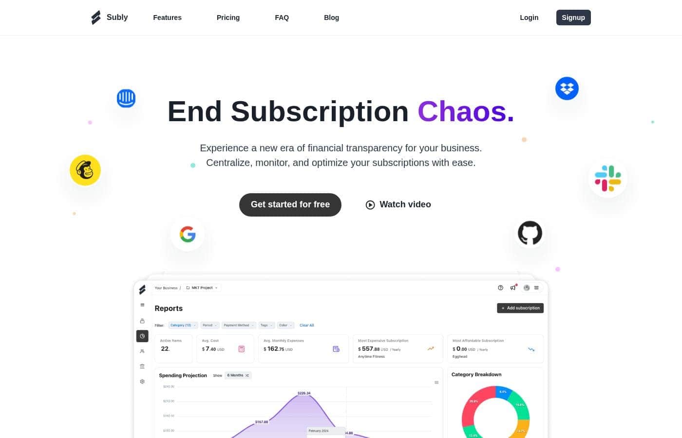 Subly Homepage-Screenshot