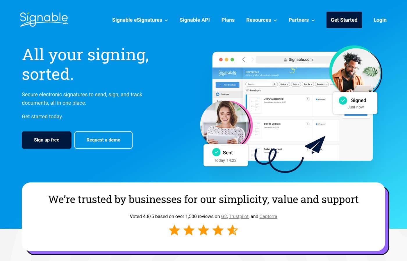 Signable 홈페이지 스크린샷