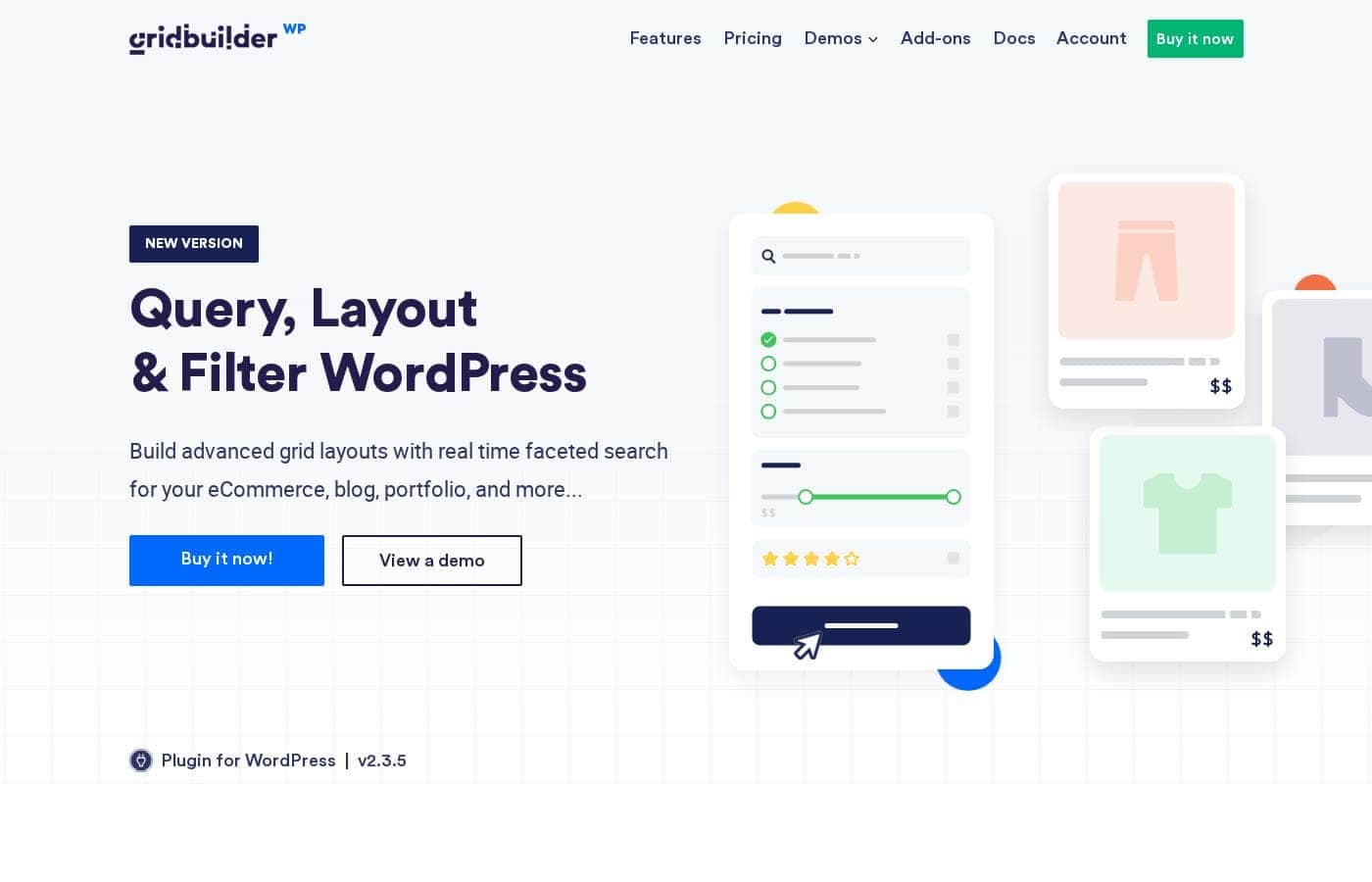 WP Grid Builder homepage screenshot