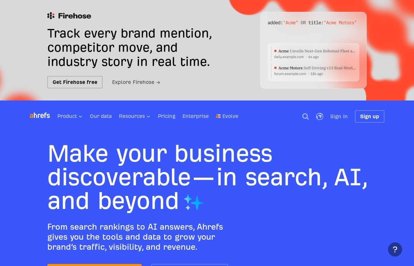 Ahrefs homepage screenshot